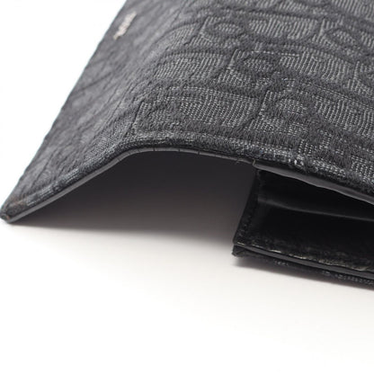 Dior Bifold Wallet Autumn Blue Jacquard Black Canvas Auction Zip Long — view 8