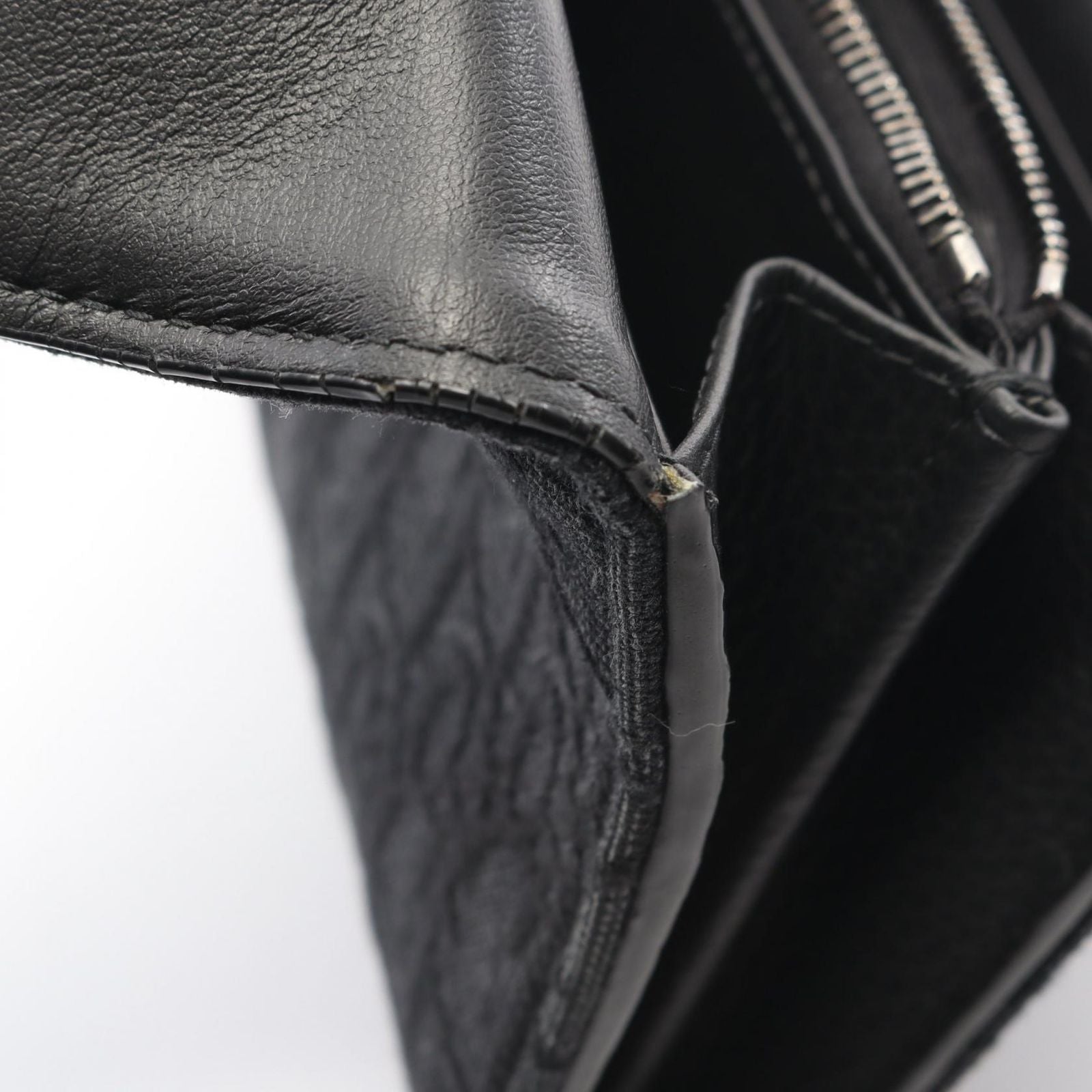 Dior Bifold Wallet Autumn Blue Jacquard Black Canvas Auction Zip Long — view 7