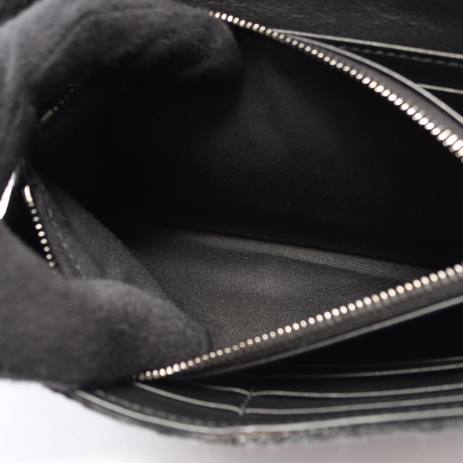 Dior Bifold Wallet Autumn Blue Jacquard Black Canvas Auction Zip Long — view 5