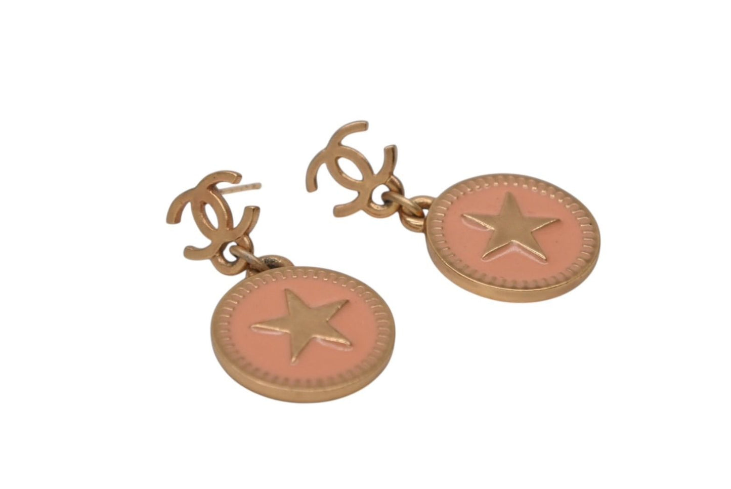 Chanel CC Logo Star Medal Earrings Gold Plated — view 2