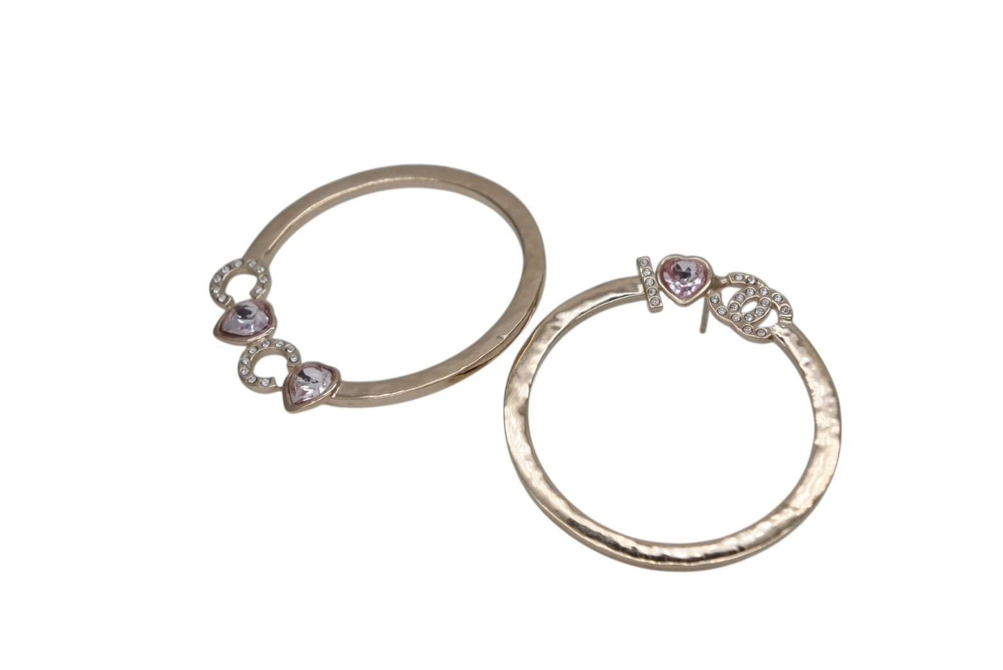 Chanel I Love Coco Heart Stone Earrings Metal Rhinestone Gold — view 4