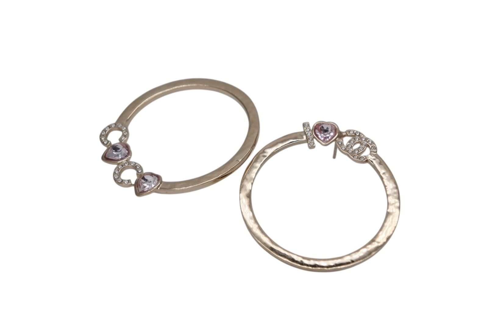 Chanel I Love Coco Heart Stone Earrings Metal Rhinestone Gold — view 4