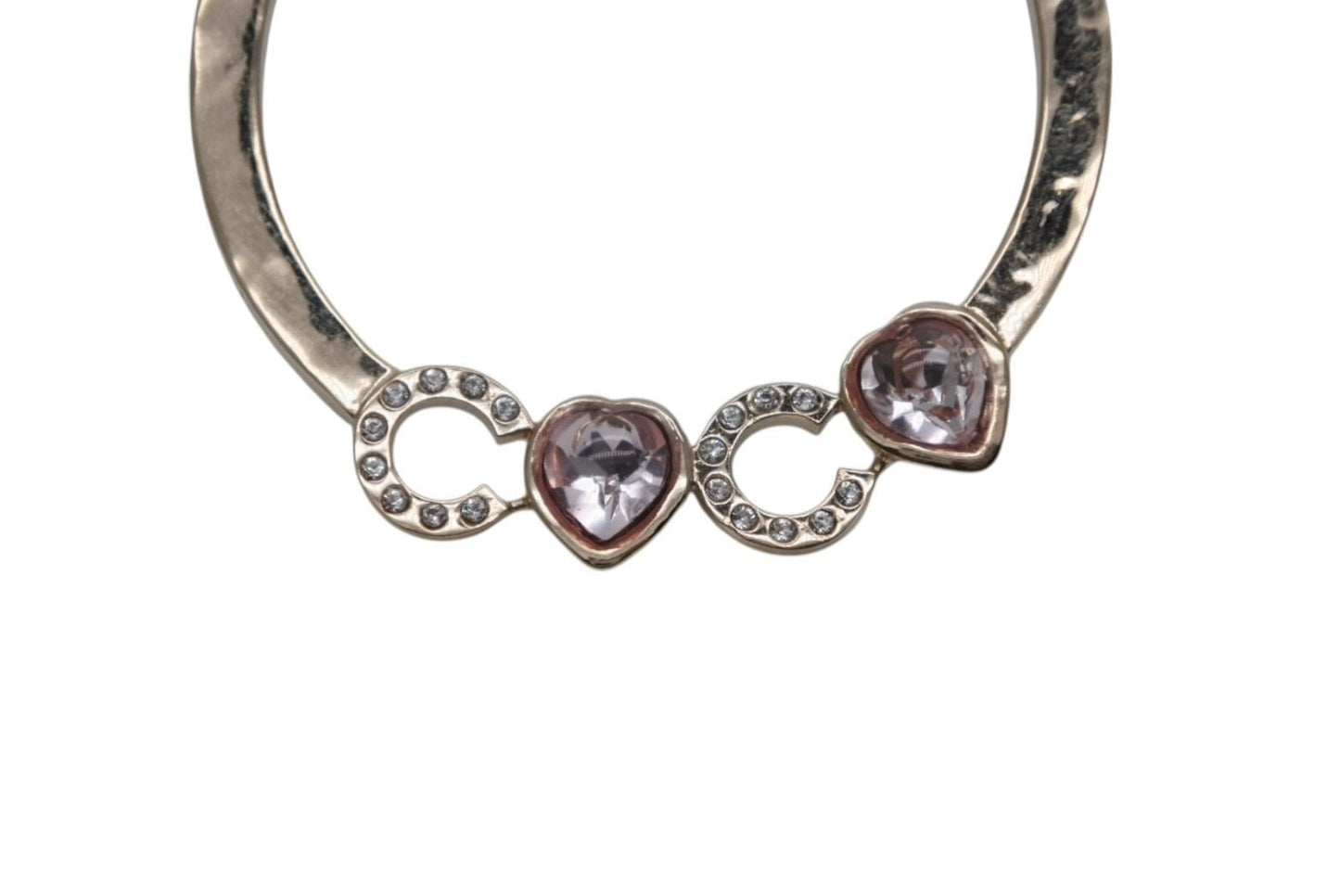 Chanel I Love Coco Heart Stone Earrings Metal Rhinestone Gold — view 2