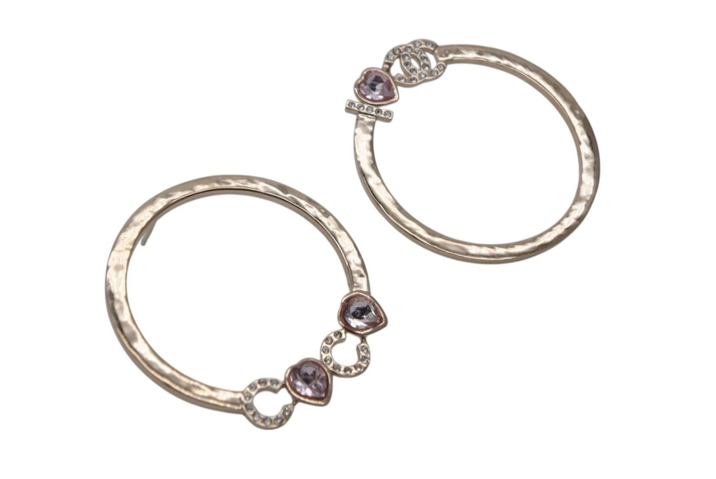 Chanel I Love Coco Heart Stone Earrings Metal Rhinestone Gold — view 6