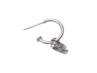 Chanel CC Logo Earrings Hoop Dangling 08 Metal Silver — view 5