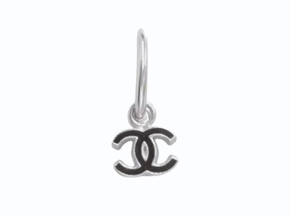 Chanel CC Logo Earrings Hoop Dangling 08 Metal Silver — view 2