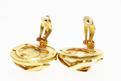 Chanel Vintage Faux Pearl CC Logo Earrings Gold Aa — view 6