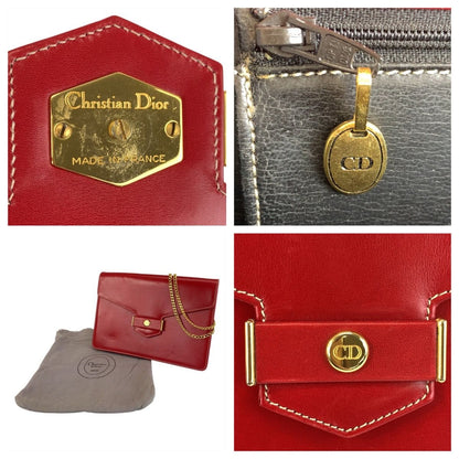 Dior Vintage CD Logo Red Gold Chain Shoulder Bag — view 3