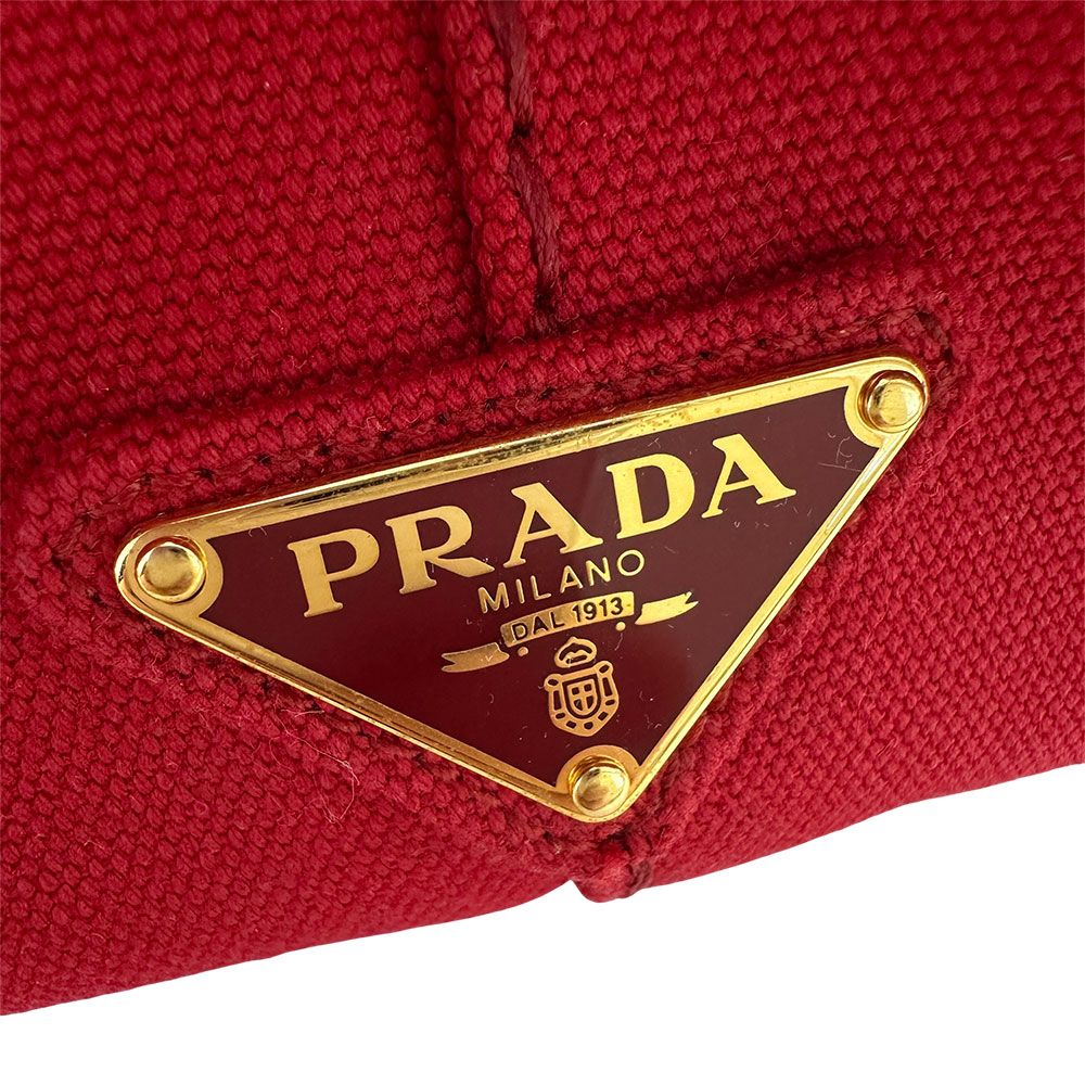 Prada 2-Way Shoulder Bag Canvas Canapa Red — view 8