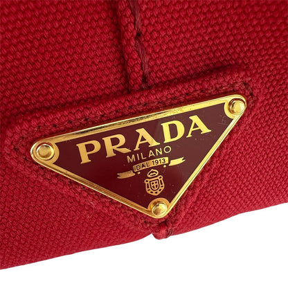 Prada 2-Way Shoulder Bag Canvas Canapa Red — view 8