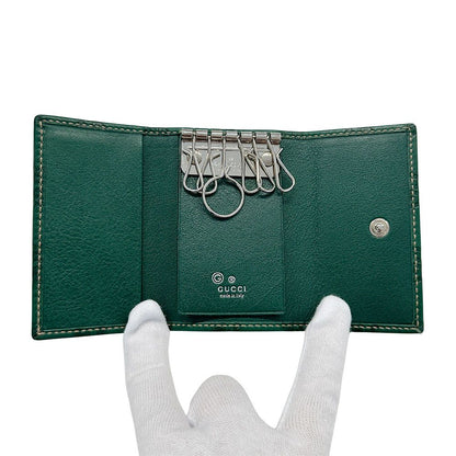 Gucci Key Case Guccissima Leather Green 6 Row Holder — view 7