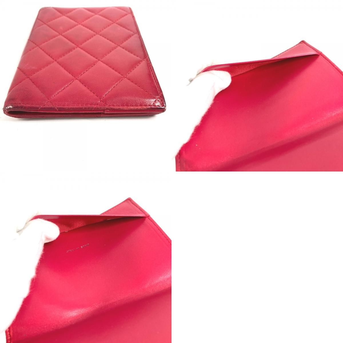 Chanel Passport Case CC Coco Mark Logo Matelasse Quilted Lambskin Red — view 9