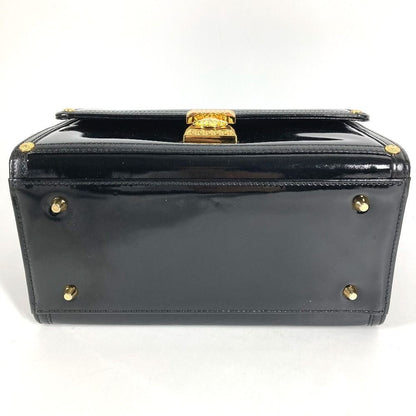 Versace Handbag Sunburst Logo Vanity Bag Patent Leather Black — view 7