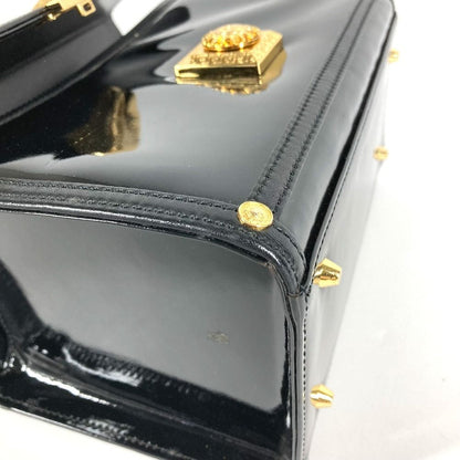 Versace Handbag Sunburst Logo Vanity Bag Patent Leather Black — view 6