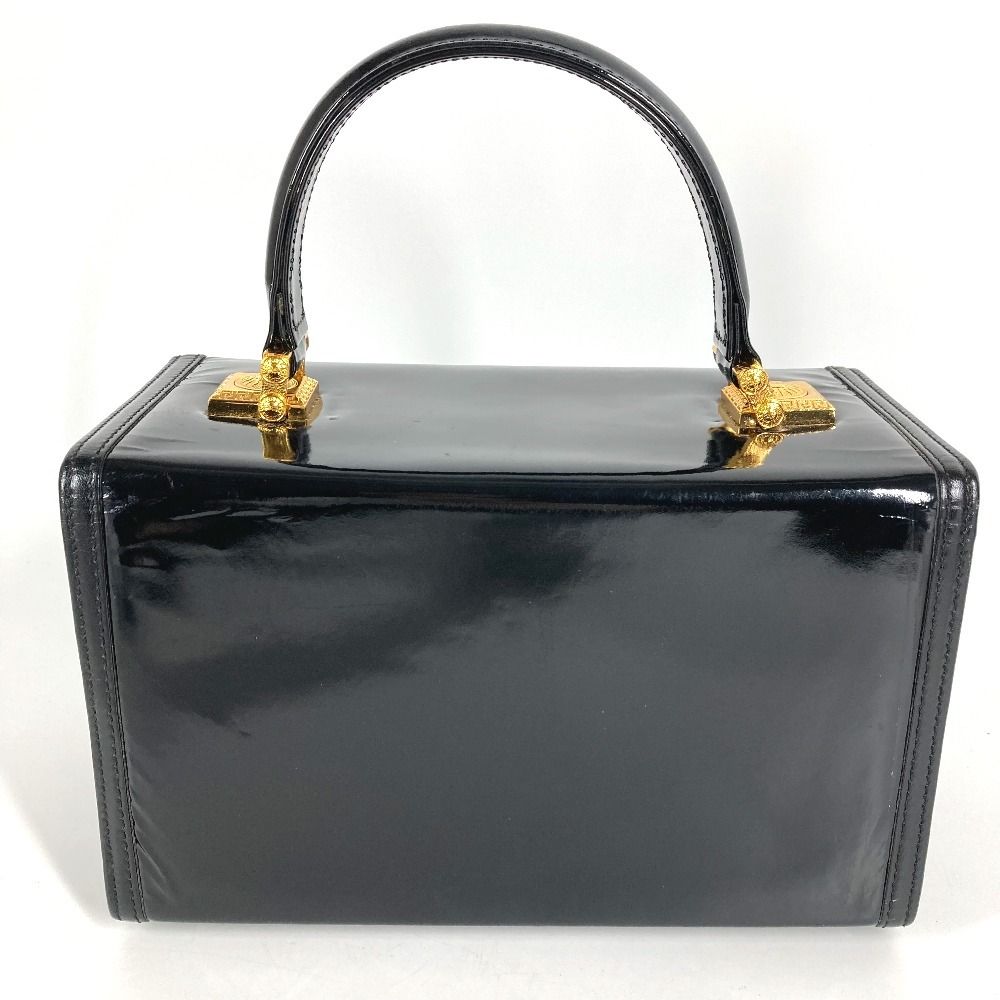 Versace Handbag Sunburst Logo Vanity Bag Patent Leather Black — view 4