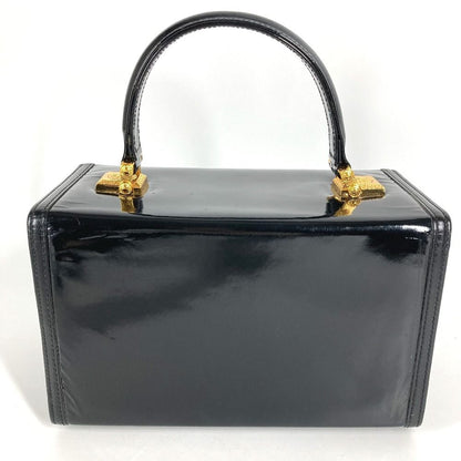 Versace Handbag Sunburst Logo Vanity Bag Patent Leather Black — view 4