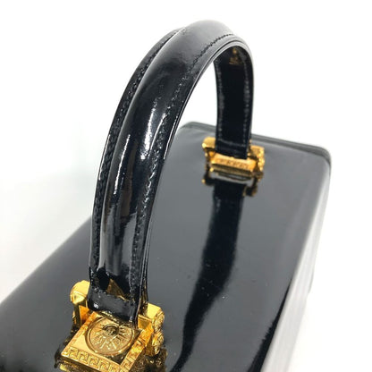 Versace Handbag Sunburst Logo Vanity Bag Patent Leather Black — view 3