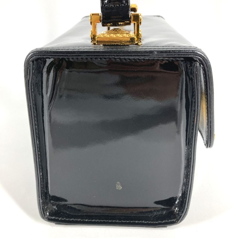 Versace Handbag Sunburst Logo Vanity Bag Patent Leather Black — view 5