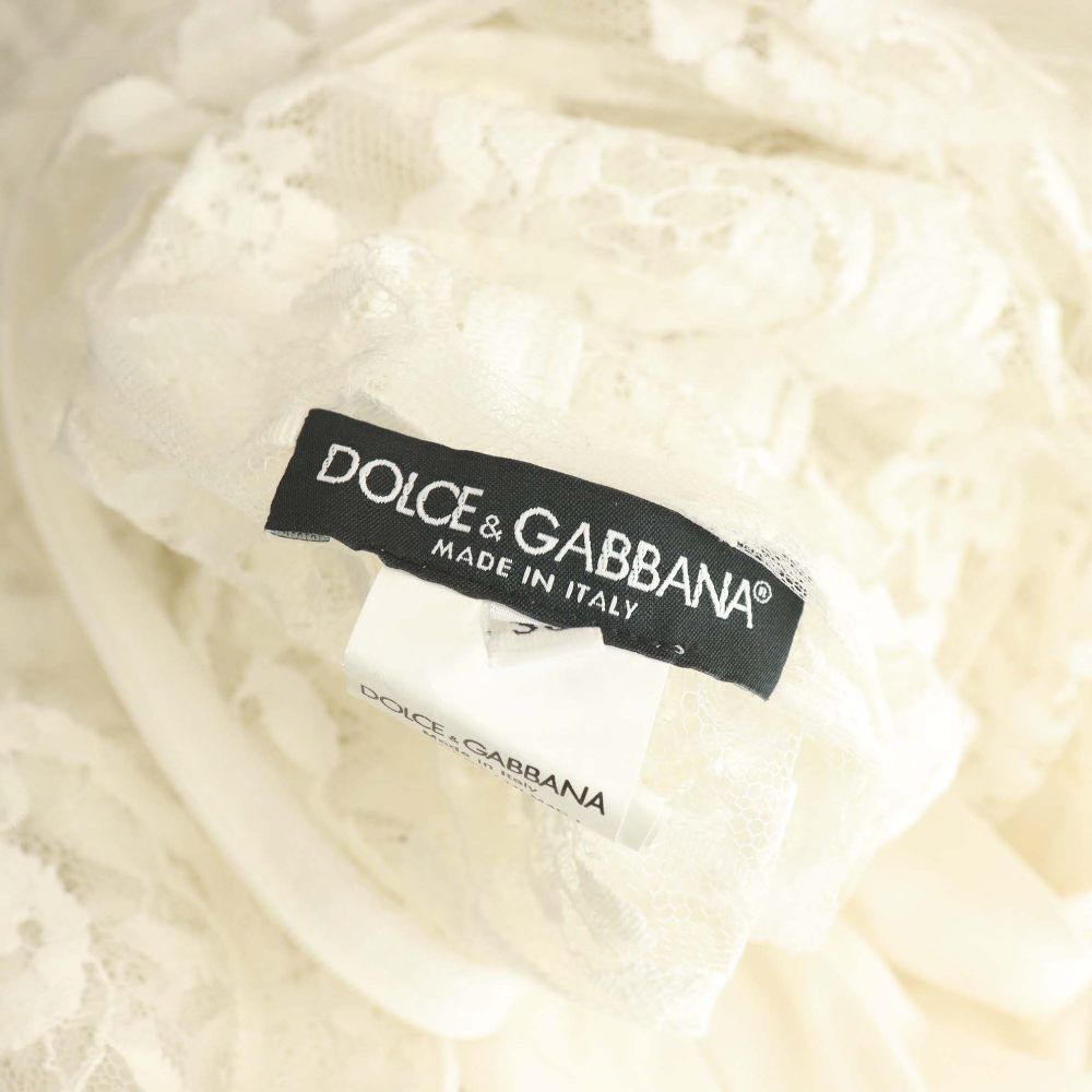Dolce & Gabbana D G Lace Mini Dress Long Sleeve Ivory — view 6