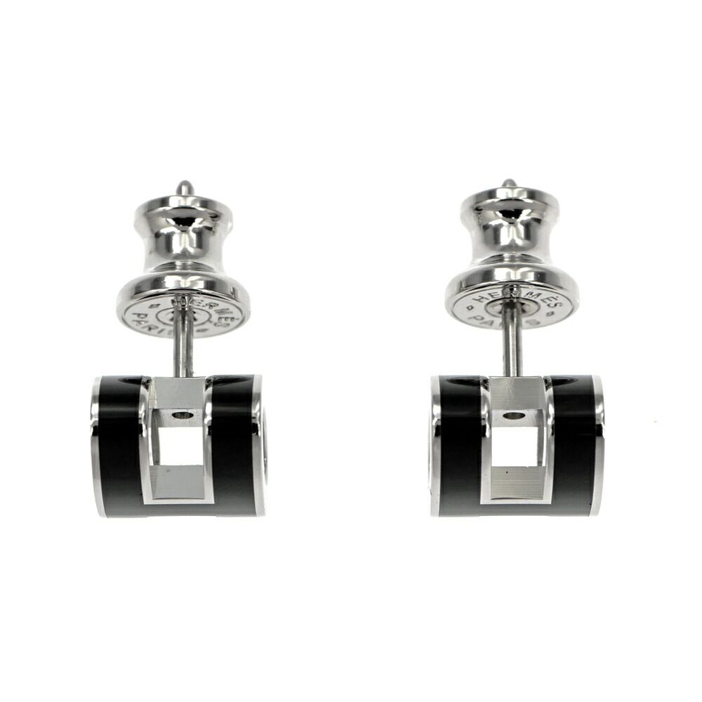 Hermes Earrings Pop Mini Pair Black Silver — view 4