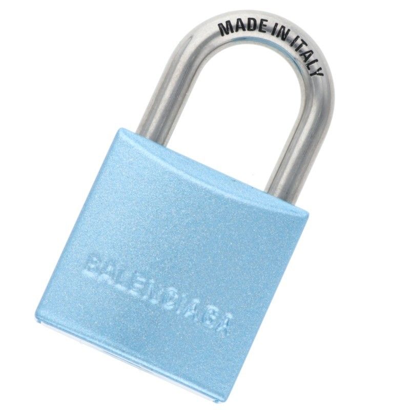 Balenciaga BB Logo Padlock Charm Blue Keychain — view 2