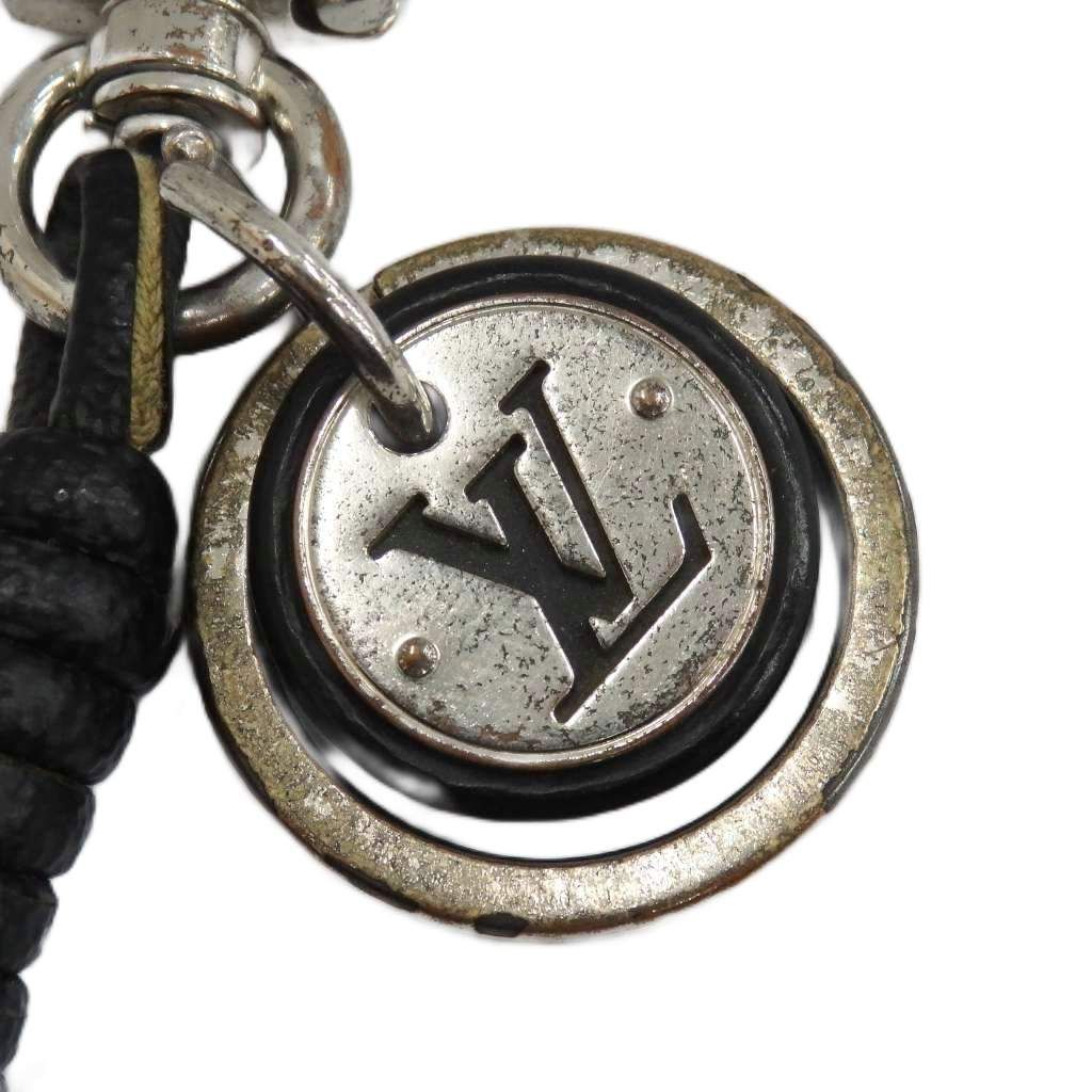 Louis Vuitton Key Holder Key-ring Charm Strap Leather Logo Black GY11 MQ — view 4