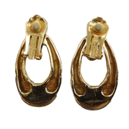 Dior Earrings Clip Type Logo Rhinestone Gold — view 2