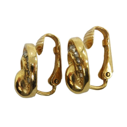 Dior Earrings Clip Type Rhinestone Log — view 2