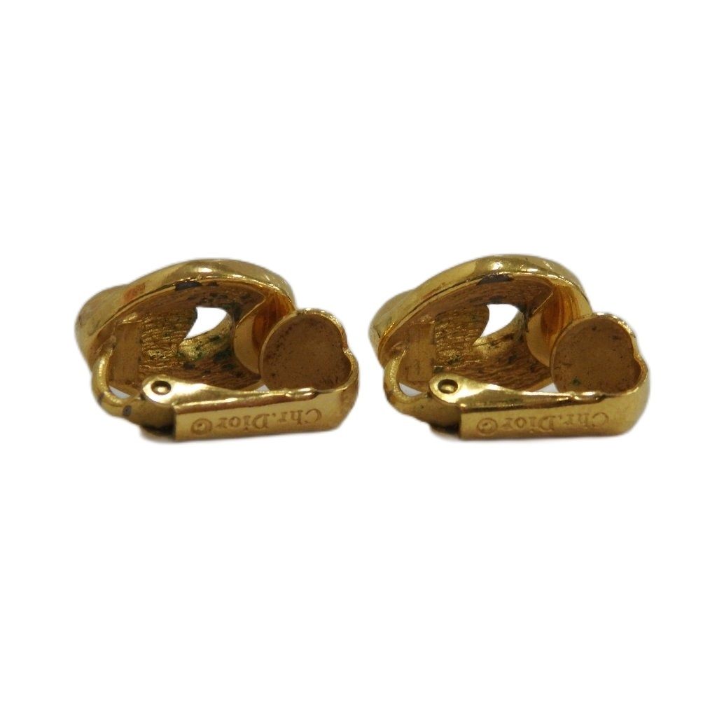 Dior Earrings Clip Type Rhinestone Log — view 3