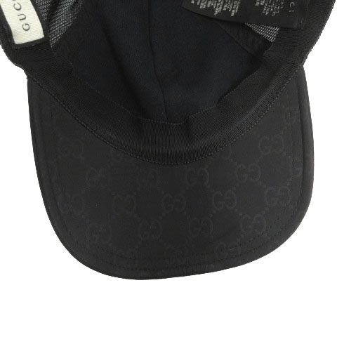 Gucci GG Pattern Nylon Mesh Cap Logo Cut Replacement Black Hat — view 8