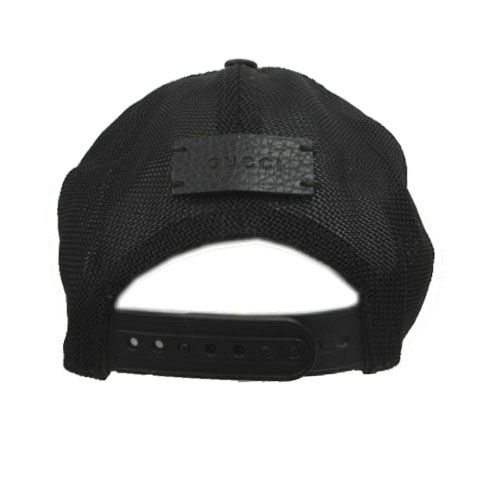 Gucci GG Pattern Nylon Mesh Cap Logo Cut Replacement Black Hat — view 5