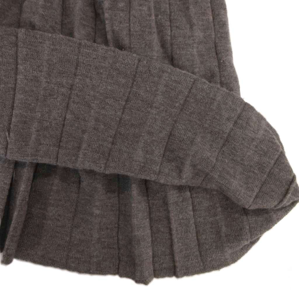 Celine Skirt Wool S Pleated Knit Long Length Gray ML GY06 — view 4