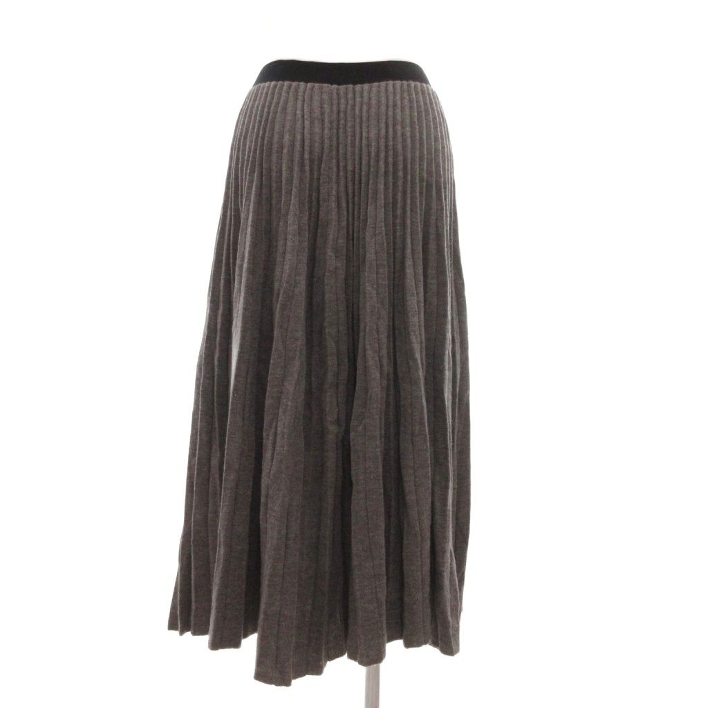 Celine Skirt Wool S Pleated Knit Long Length Gray ML GY06 — view 2