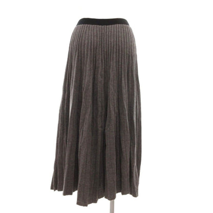 Celine Skirt Wool S Pleated Knit Long Length Gray ML GY06 — view 2