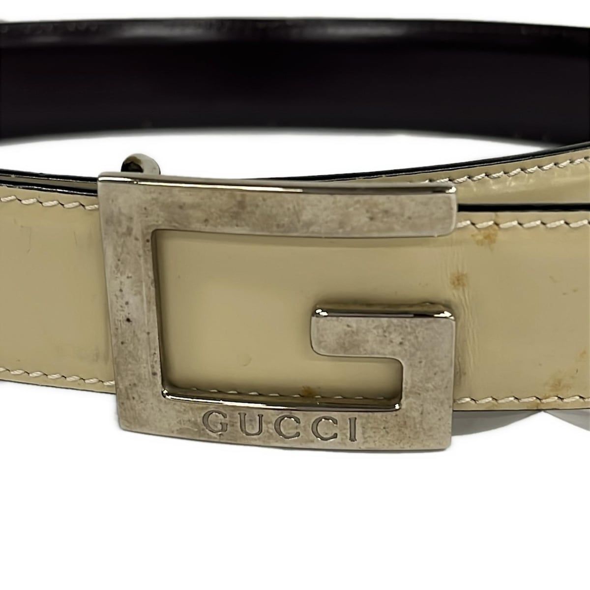 Gucci Belt Beige Silver Leather — view 3