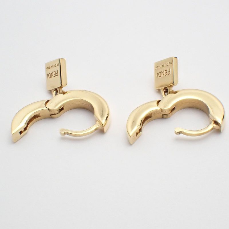 Fendi Forever Hoop Earrings Gold Color White