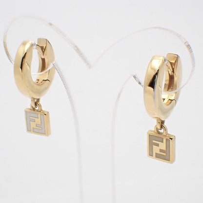 Fendi Forever Hoop Earrings Gold Color White