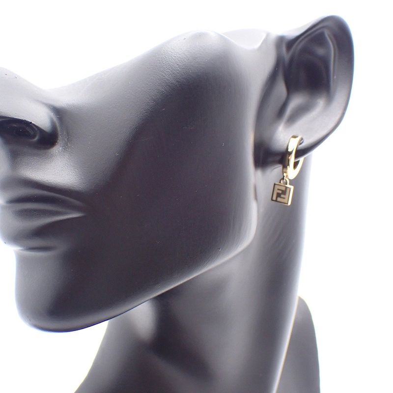 Fendi Forever Hoop Earrings Gold Color White
