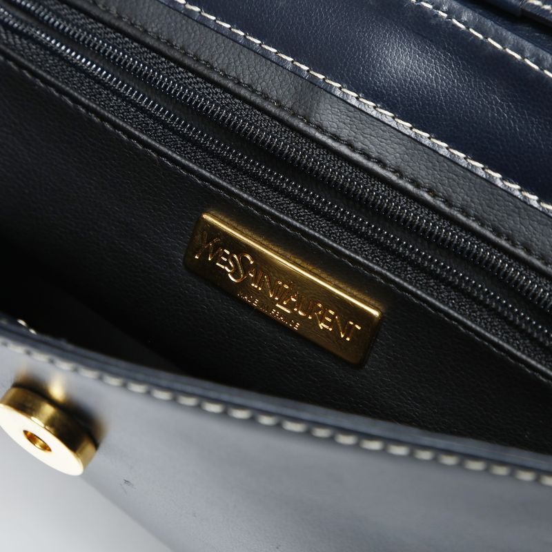 Saint Laurent Yves Shoulder Bag YSL Cut Logo Leather