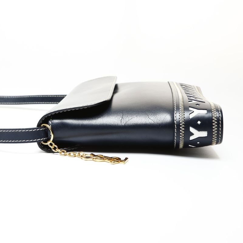 Saint Laurent Yves Shoulder Bag YSL Cut Logo Leather