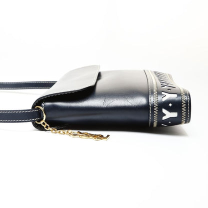 Saint Laurent Yves Shoulder Bag YSL Cut Logo Leather