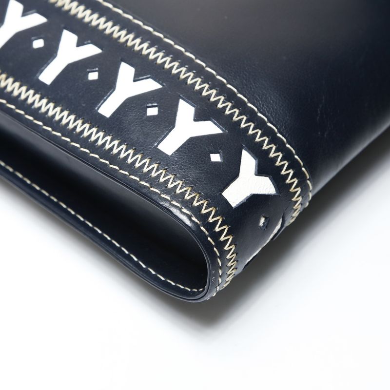 Saint Laurent Yves Shoulder Bag YSL Cut Logo Leather