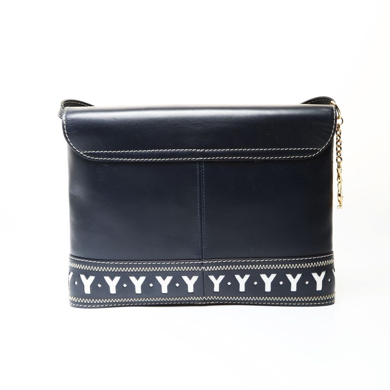 Saint Laurent Yves Shoulder Bag YSL Cut Logo Leather