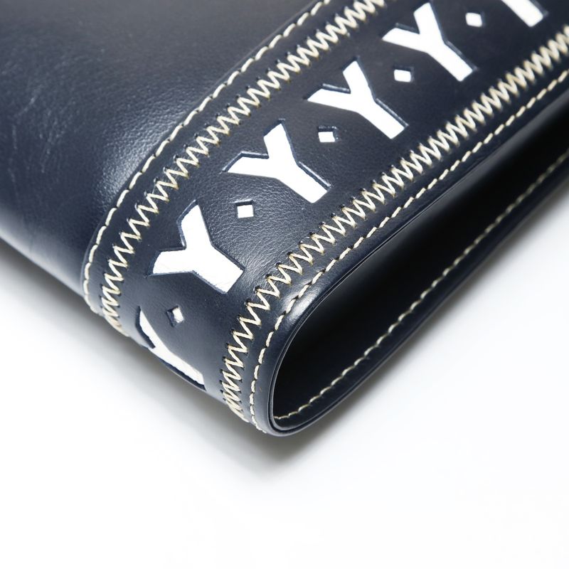 Saint Laurent Yves Shoulder Bag YSL Cut Logo Leather