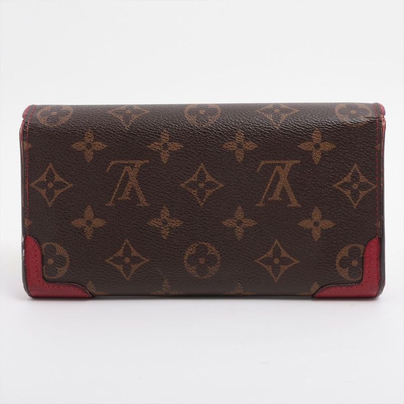 Louis Vuitton Monogram Portefeuille Sarah Retiro Wallet Brown Cerise