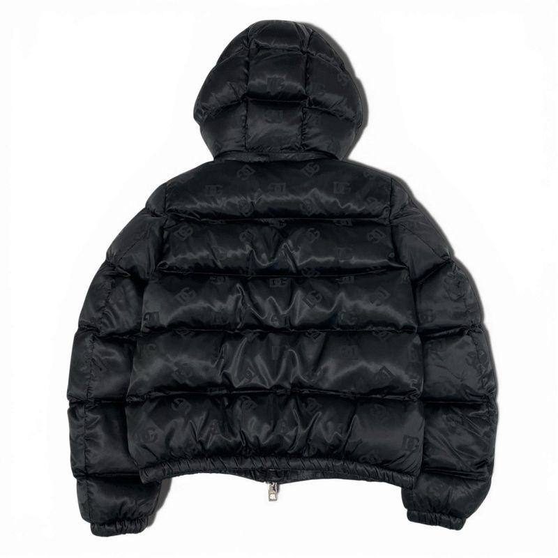 Dolce & Gabbana List Price & DG Logo Patted Satin Jacquard Down Jacket 40 Black
