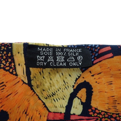 Hermes Twill Chacun Fait Son Nid Each Nest Building Scarf Silk Navy Orange — view 5