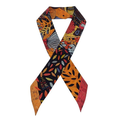Hermes Twill Chacun Fait Son Nid Each Nest Building Scarf Silk Navy Orange — view 8