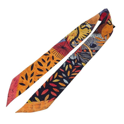 Hermes Twill Chacun Fait Son Nid Each Nest Building Scarf Silk Navy Orange — view 7