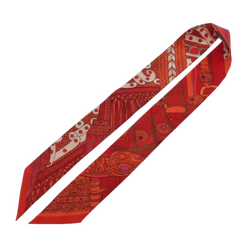 Hermes Selle de Dignitaire Dignitary's Saddle Scarf Silk Orange Red Horse — view 5